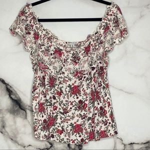 AE Off Shoulder Floral Ruffle Top